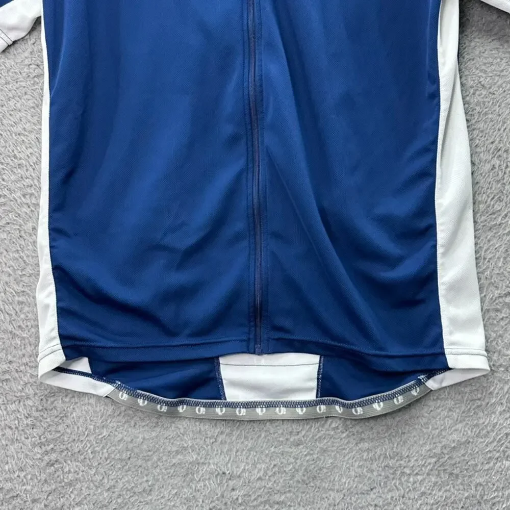 Pearl iZUMi Women's Large Blue White Cycling Jersey Short Sleeves Back Pockets‎